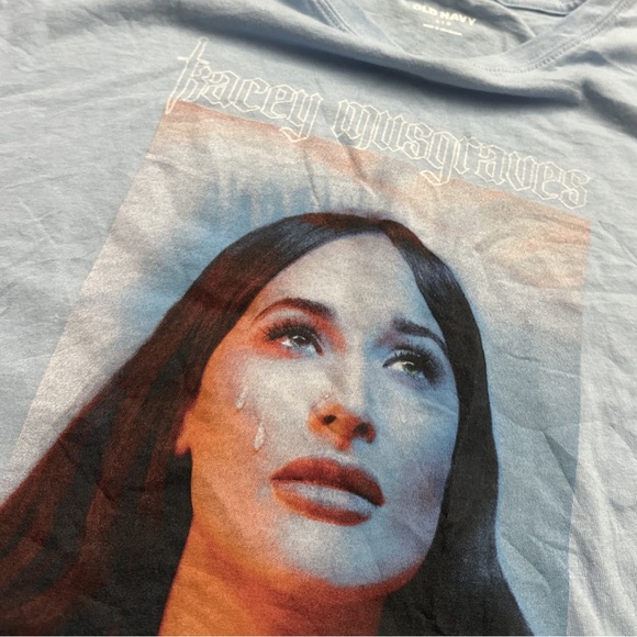 OLD NAVY kasey musgraves country singer baby blue s/s crop top, size large. - Picture 3 of 4